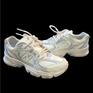 New Balance Kids Light Blue and White Athletic Shoes